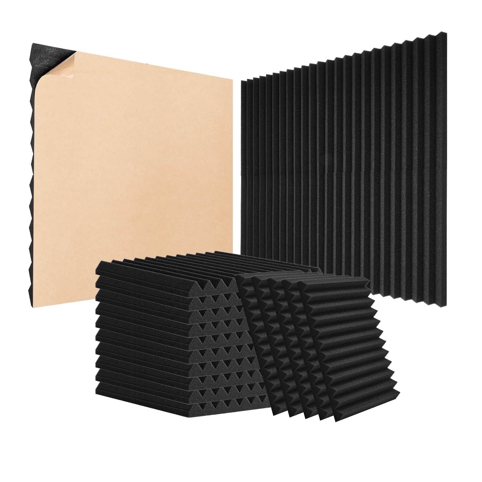Focusound 50 Stuks Akoestische Schuimpanelen Wig Geluiddichte Studio Wandtegels Geluidsabsorberend Met Dubbelzijdig Plakband 30 X 2 5 Cm 3189544453