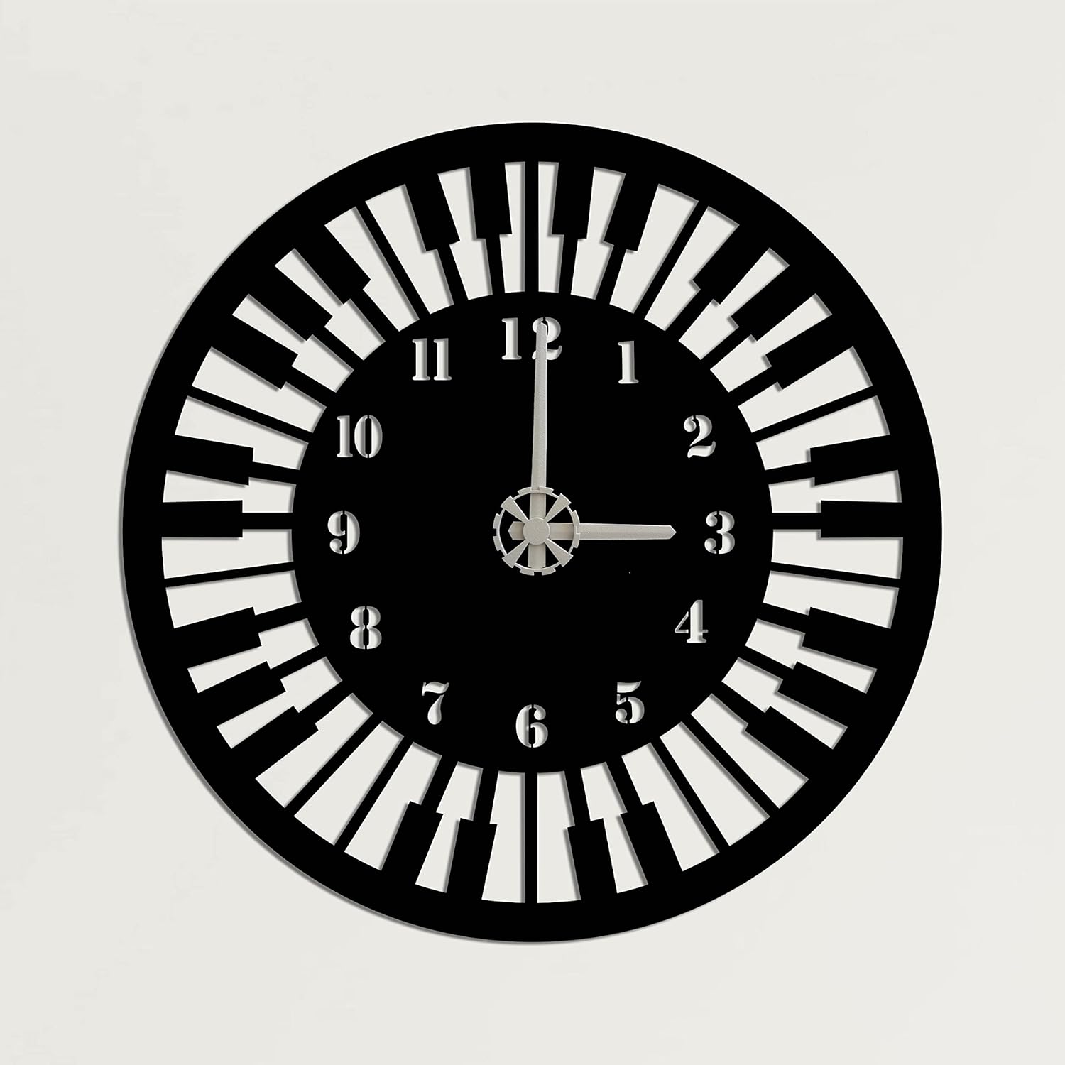 DEKADRON Metal Wall Clock, Music Clock, Metal Wall Art, Metal Wall Decor, Music Wall Art, Piano Art, Music Gift, Musician Pianist Sign (15" W x 15" H)