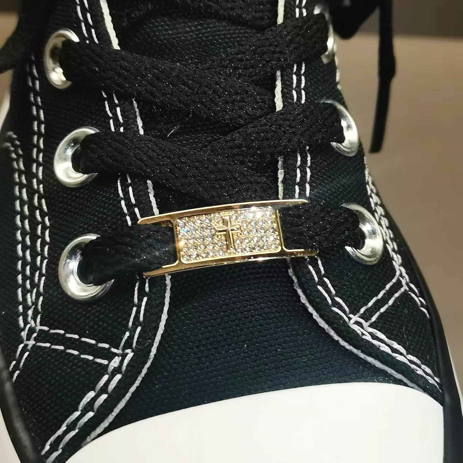 Zigvert Hip Hop Stylish Shoe Decoration Charms, Bling Diamond Shoe Lace Tag, Shoelaces Buckle for Sneakers, Boots, Runners,1 Pair
