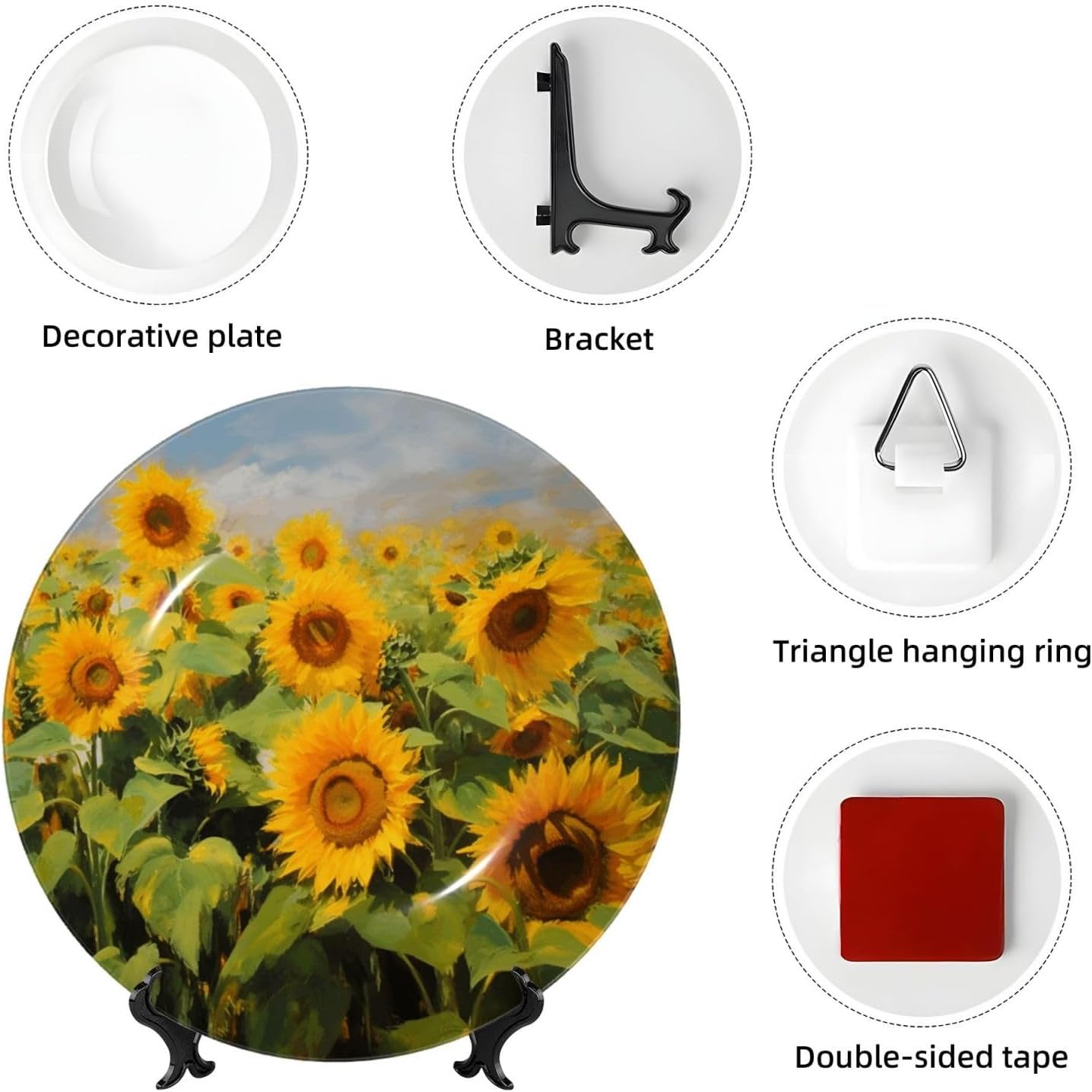 Decorative Plate Art Crafts Bone China Decorative Plate with Display Rack Souvenir Wall Decor Ceramic Ornaments Dinner Plates Ceramic Decoratives Plates for Home Office 10in