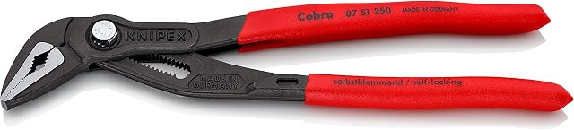 Knipex Cobra® ES Water Pump Pliers extra-slim grey atramentized, with non-slip plastic coating 250 mm (self-service card/blister) 87 51 250 SB