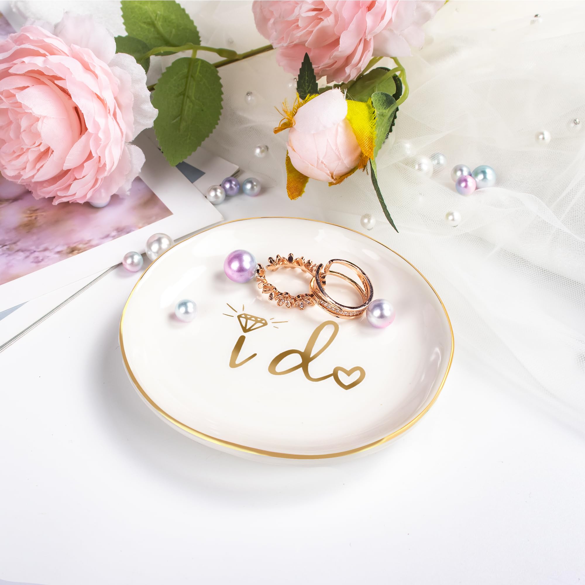 Mrs Trinket Tray Mrs Ceramic Jewelry Trinket Dish - Decorative Ring Holder  For Engagement Wedding Gifts Bride Gifts, image size:2000x2000
