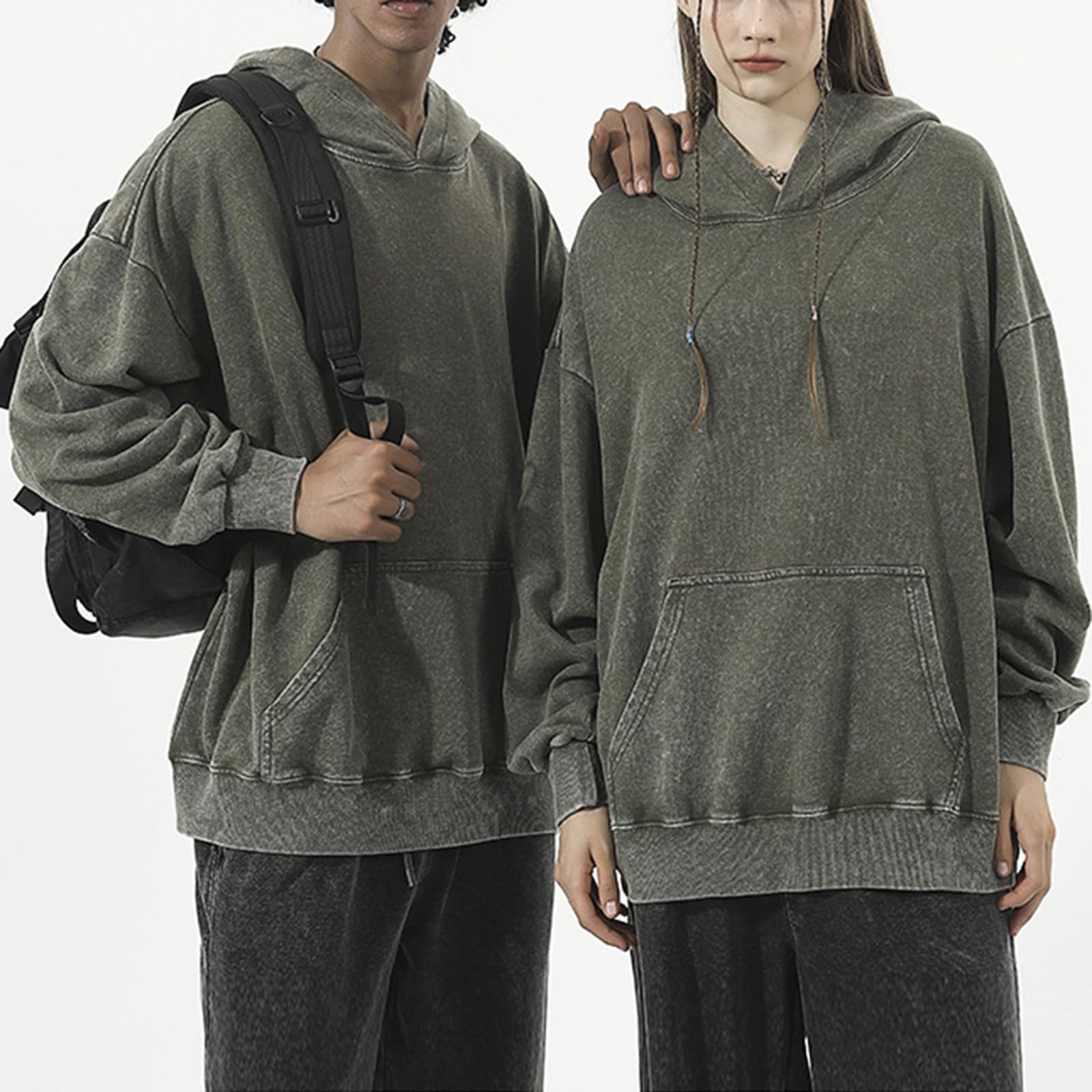 Felpe con cappuccio oversize per uomo donna pullover felpe lavaggio acido vintage vestibilità ampia unisex abiti in cotone