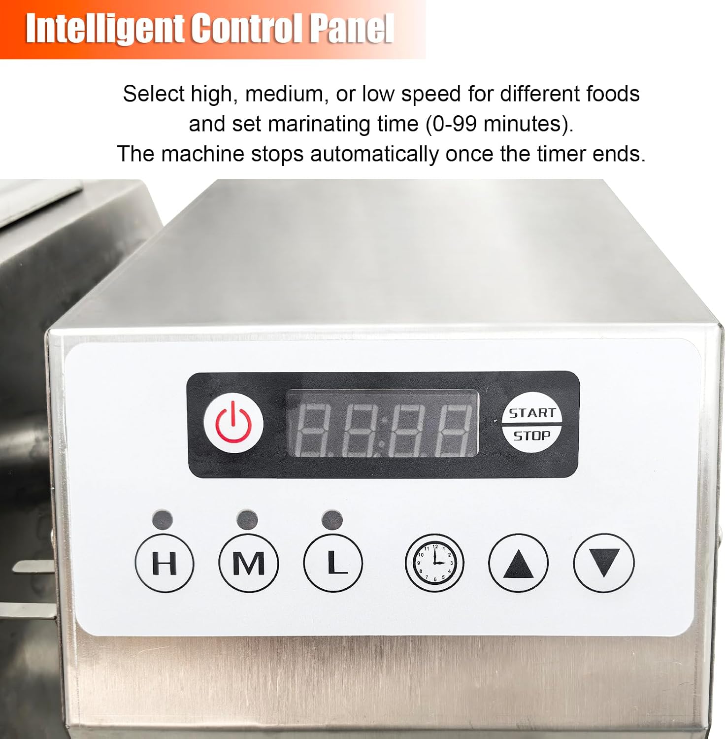 110V Stainless Steel Meat Vegetable Tumbler Marinator, 15L Circular Barrel, 3 Adjustable Speeds, Rotatable Commercial Marinating Machine, 22lbs Food Capacity for Meat, Fishes, Vegetables