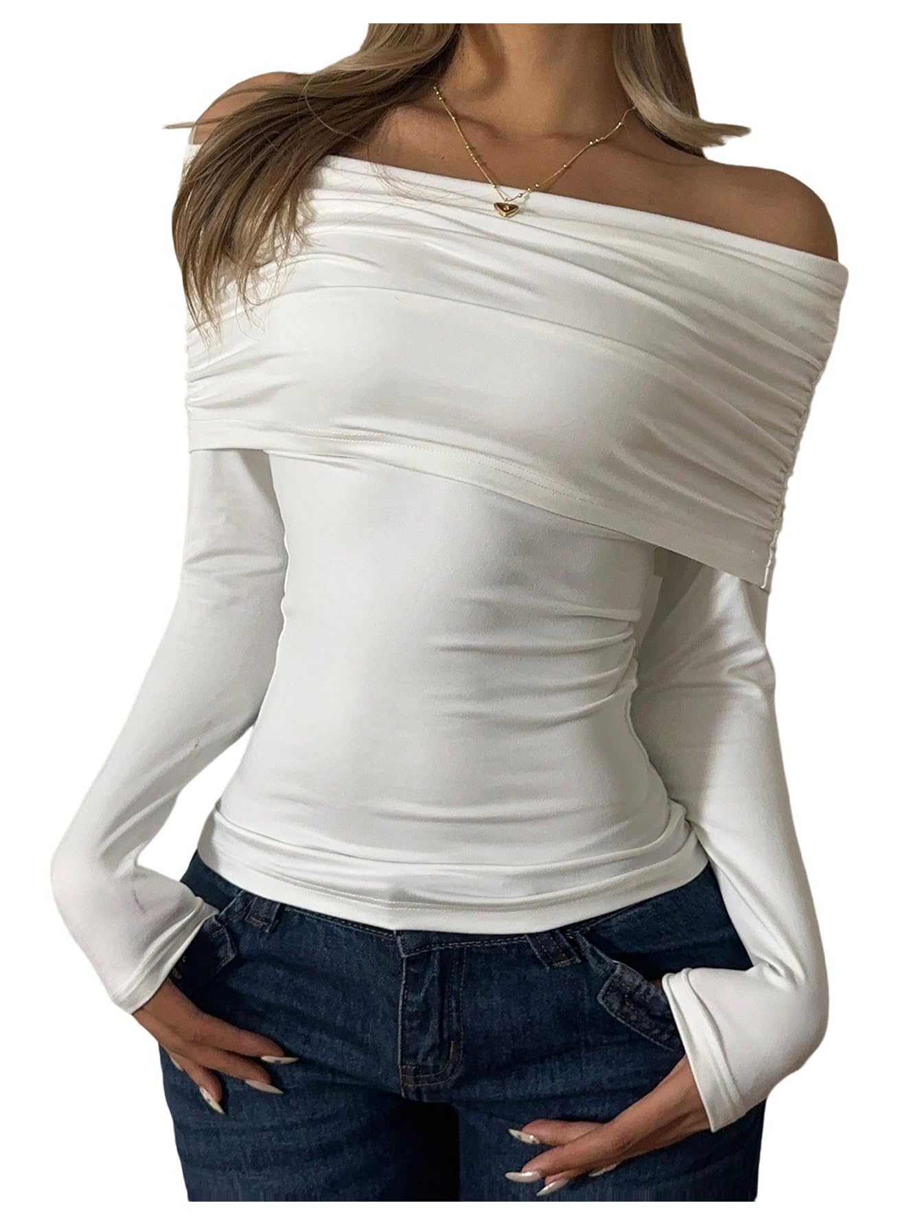 T-shirt ajusté à manches longues avec coupe cintrée et découpe asymétrique épaules - 6