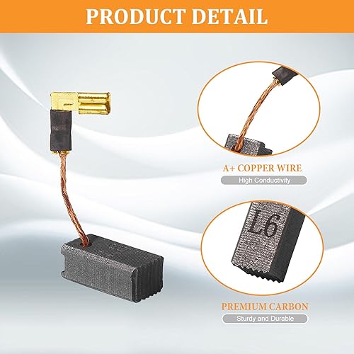 Miniatura 3 de Paquete de 4 cepillos de motor de carbono DWE4120 DWE4011 N097696 compatibles con DeWalt DWE4012 DWE4100 DWE4887 y DWE4120N Recambio de cepillo de