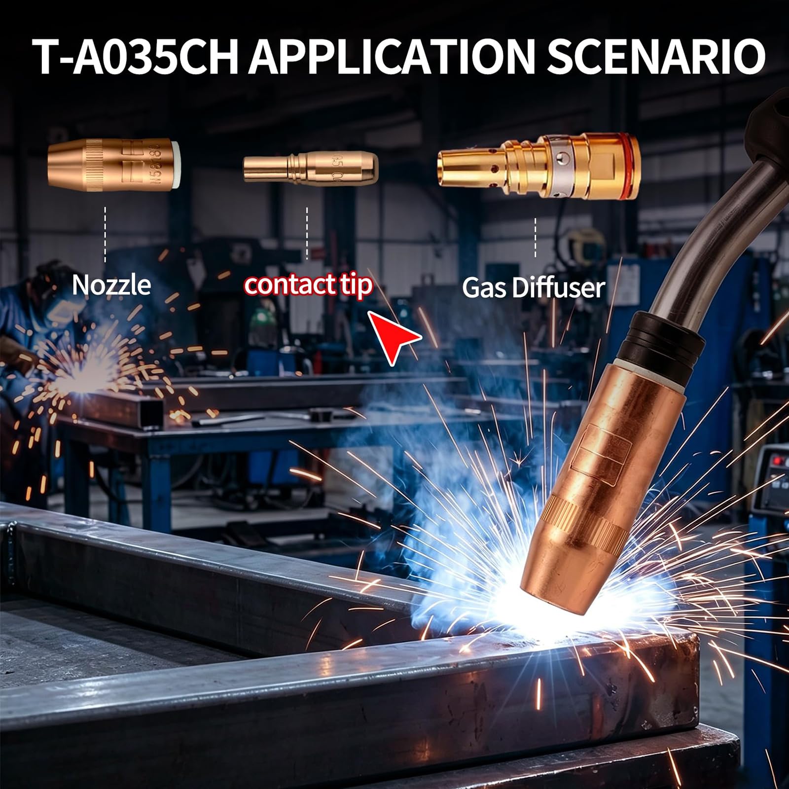 Puntas consumibles para antorcha MIG, paquete de 20