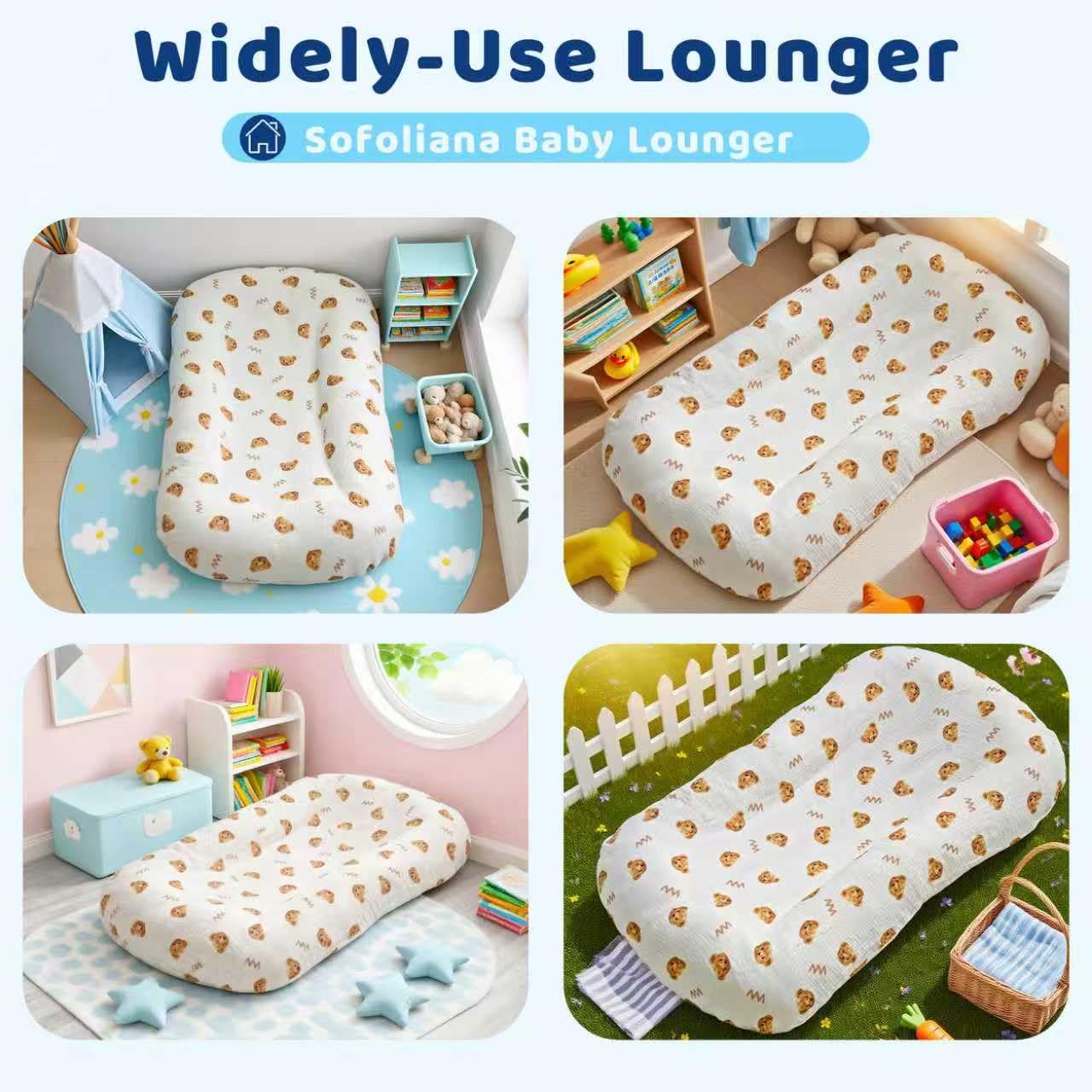 Baby Lounger, Newborn Lounger with Breathable & Soft Cover for Floor, Couch & Travel, 0-24 Months Newborn Babies Essentials Gifts. (2 Cover Included) - Image 7