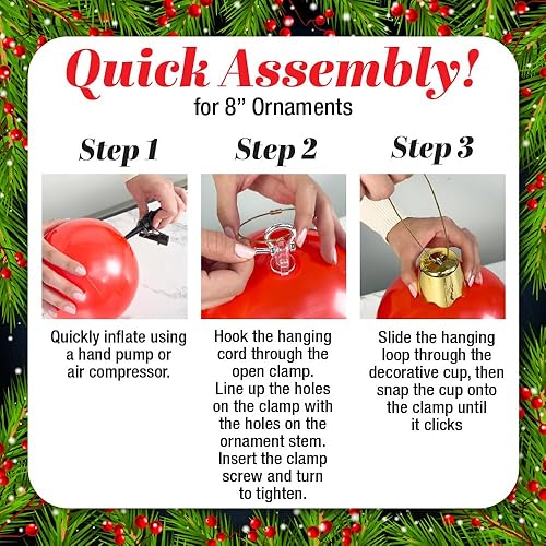 Miniatura 5 de Adornos inflables de Navidad  Bolas de Navidad de gran tamaño de 8", 17", 27" para patio exterior, césped, árbol - Decoración navideña para