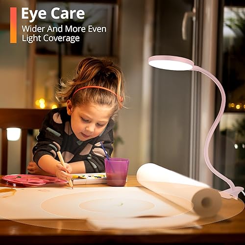 Miniatura 3 de Luz de lectura con control remoto, lámpara de escritorio LED con clip temporizador de 1 hora y luz nocturna RA95 regulable cuello de cisne flexible,