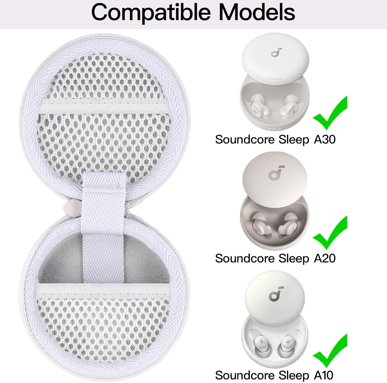 khanka for Anker Soundcore Sleep A30 A20 Earbuds Protective Case, Hard Travel Bag Compatible with Soundcore A30 Sleep Ear Buds for Sleeping, Case Only (White) - Image 8