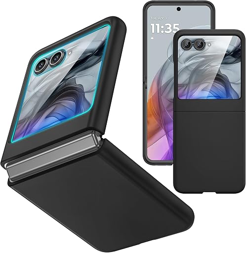 Ruky for Motorola Razr 2026/2025/2024 Case [Not fit Ultra or Plus], with Built-in Screen Protector, Support Wireless Charging Slim Razr 2026 Case, Ultra-Thin Phone Case for Moto Razr 2024/2025,Black