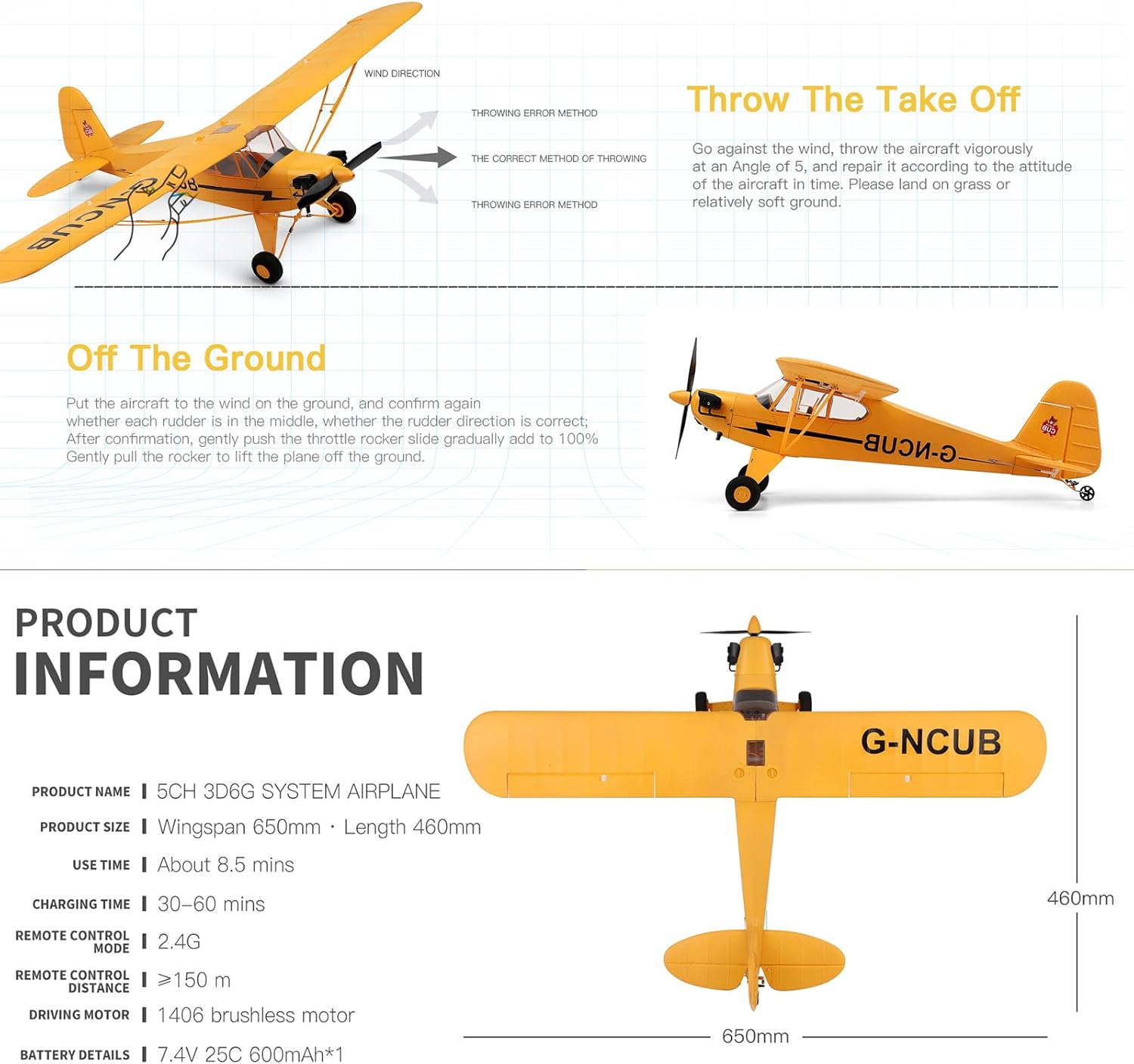 Large Brushless Remote Control Plane XK A160 RC Aircraft Glider J3 6-Axis Gyroscope 5-Channel 3D Stunt Somersault Flight 6 AXIS Gyro for Beginners Adults Expert