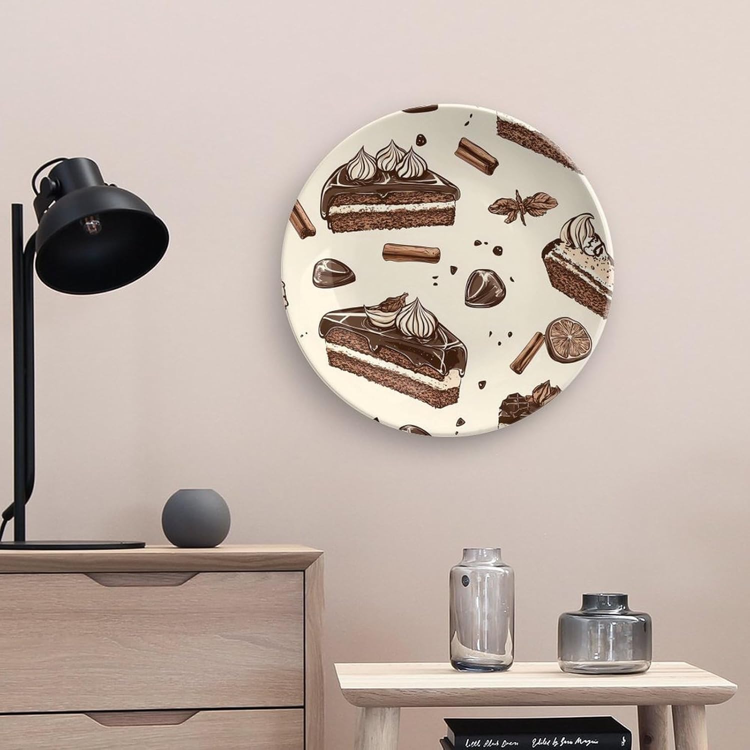 Chocolate Coffee Buttercream Cake Decorative Plates for Display Ceramic Plate Tray with Stand Hanger Home Decor