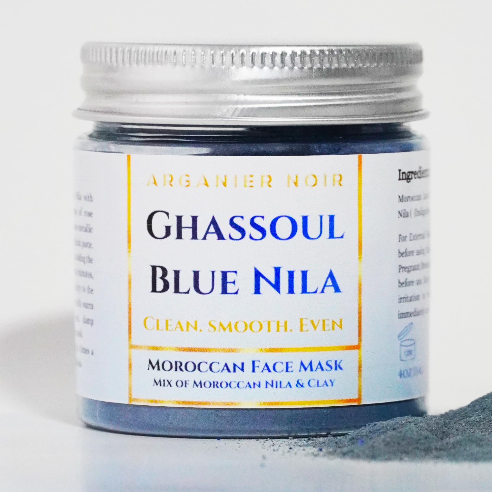 Arganier Noir Moroccan Ghassoul Clay mixed with Blue Nila- Face & Body Mask