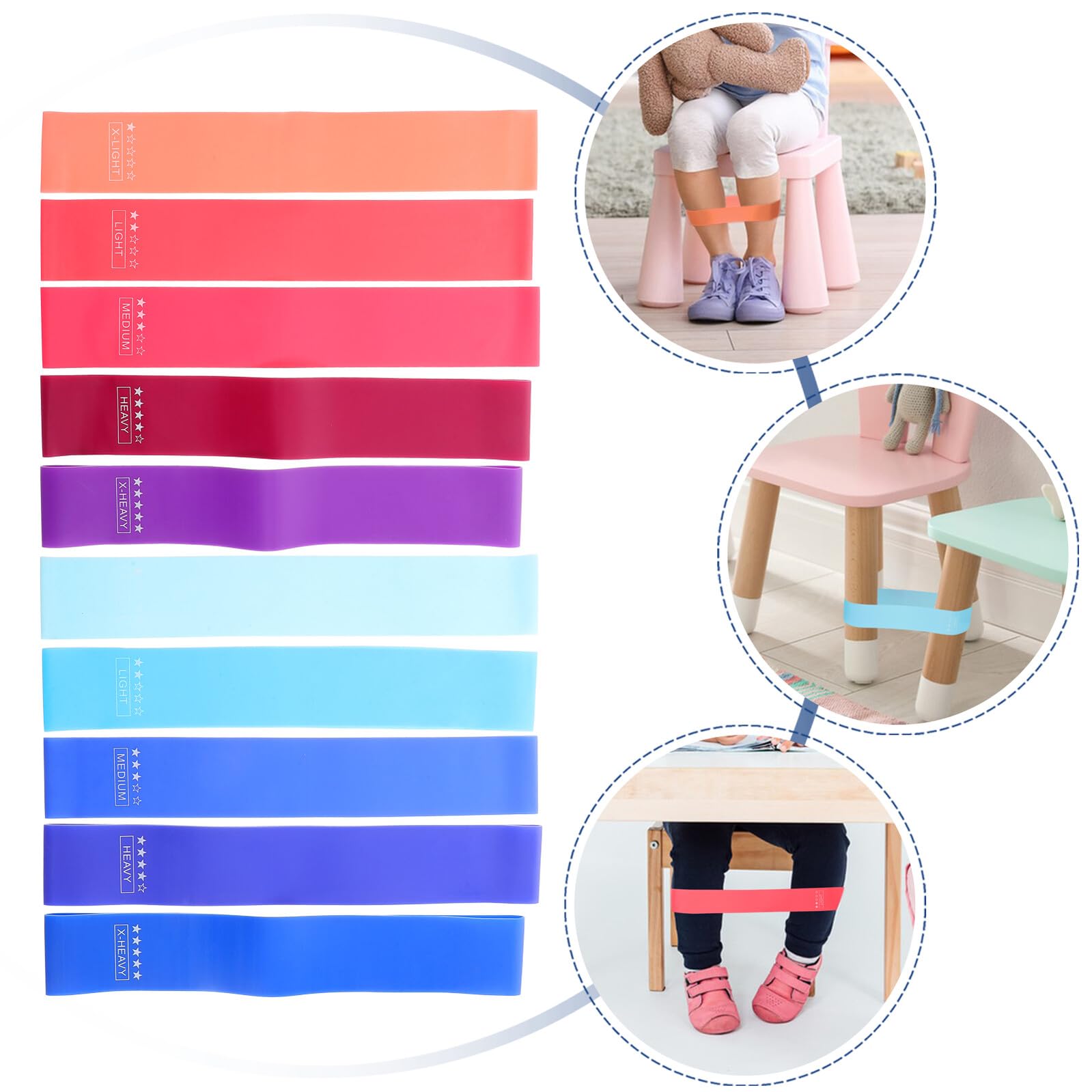 Fasce per Sedia 10 Pezzi in Tpe, Banda Elastica per Gambe | Chair Legs Relaxing Bands, Desk Chair Bands, Multi-use Chair Bands, Desk Bands, Flexible Seating Bands, Festa Scuola Decor