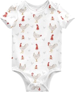 vvfelixl Baby Girls' Bodysuits Leghorn Chicken Breeds Short Sleeve Cotton Baby Boy Clothes for 0-3 Months