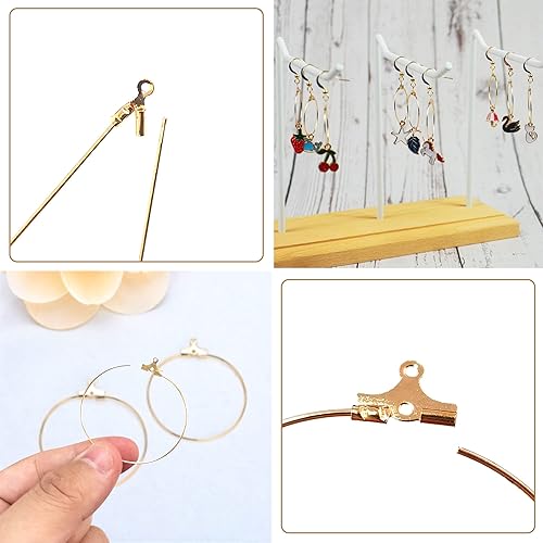 Miniatura 4 de DRWATE Kit de fabricación de aretes con 740 piezas de aretes de aro de abalorios, accesorios de búsqueda de componentes, ganchos, anillos de salto,