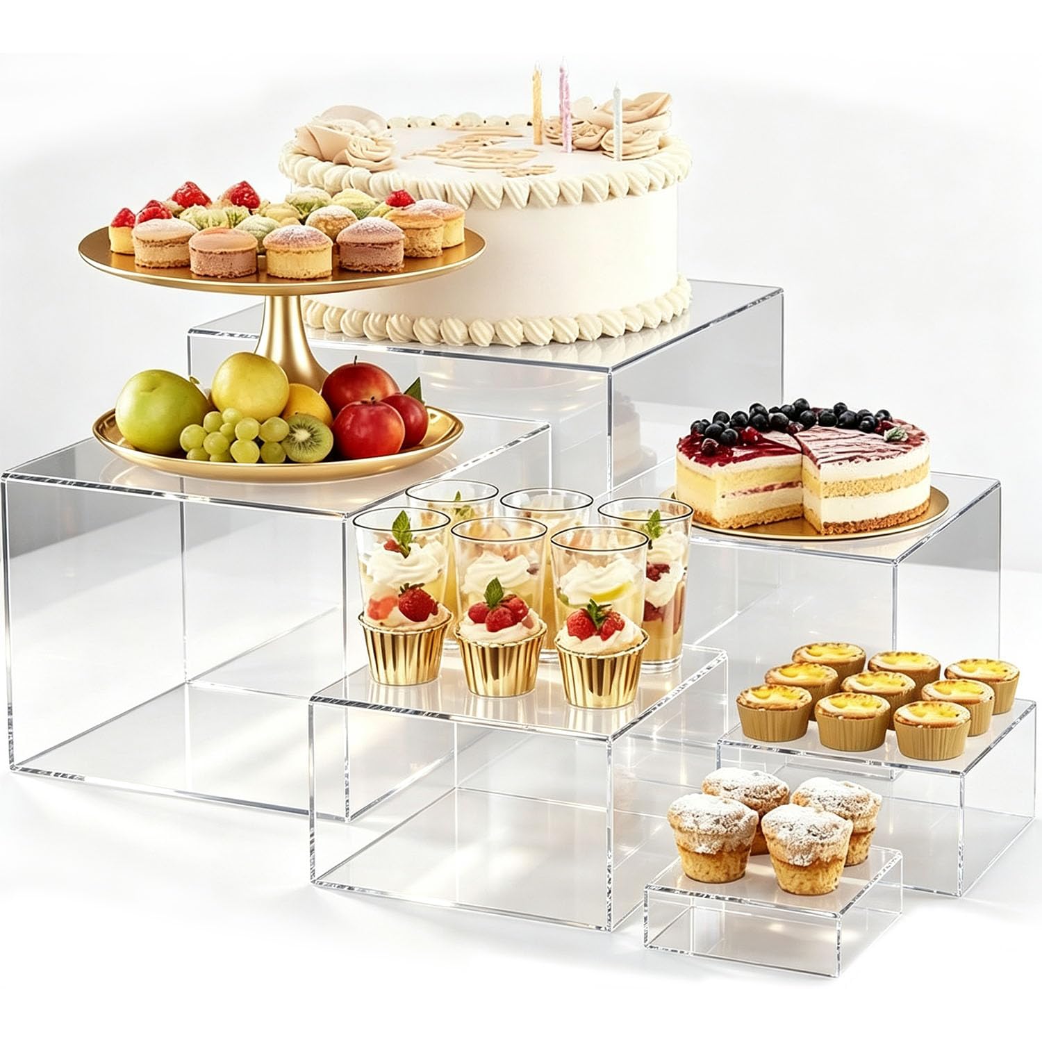 Lot 6 Présentoir aperitif Buffet Cube Transparent 3-8" pour Gâteaux & Déco | Support présentoir buffet, Idéal pour apéritif, mariage, buffet boissons, gâteau, bijoux. Facile à nettoyer et réutilisable