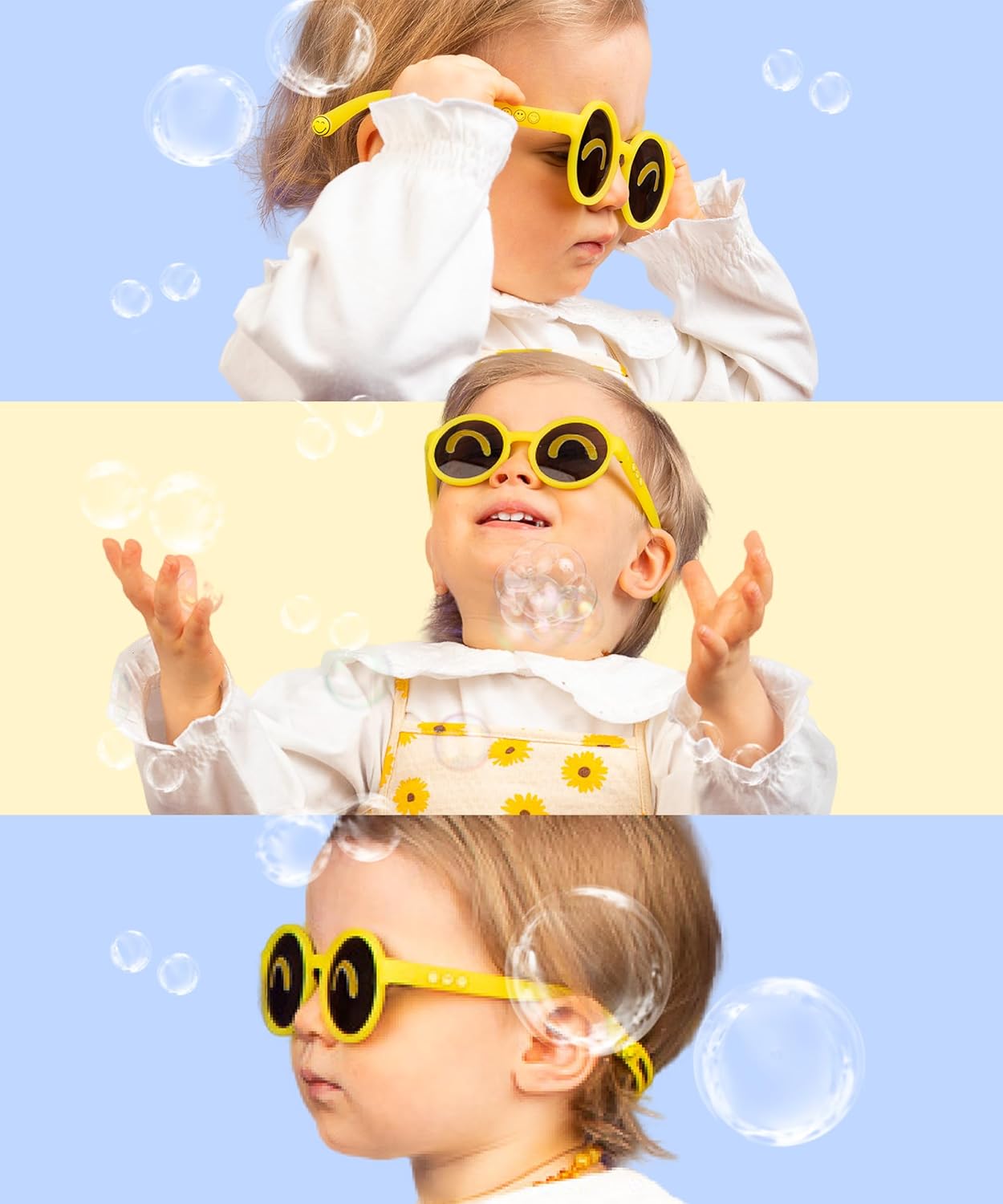 SMILEYWORLD Baby Sunglasses with Strap UV Protection Flexible Toddler Infant Silicone Sunglasses for Boy & Girl 0-24 Months