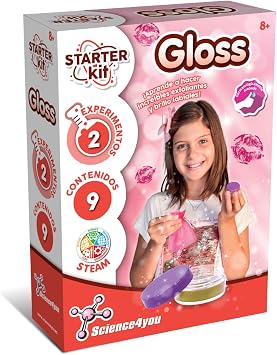 Science4you Lipgloss Starter Kit - Make Your Own Lip Glosses, Scientific and Educational Gift, Cosmetic and Beauty Set, 2 Simple and Fun Experiments for Kids 6 7 8+ Years Old