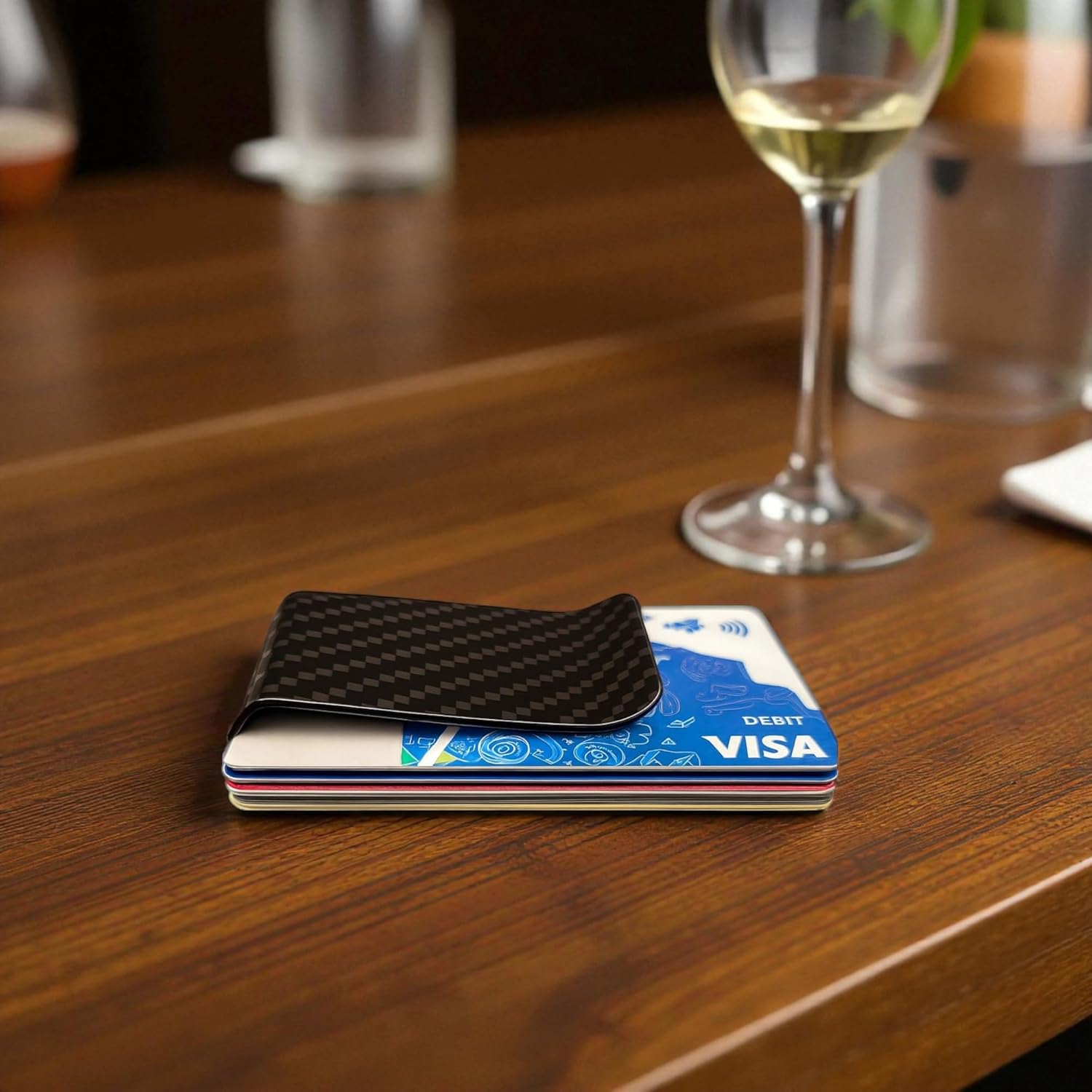 Carbon Fiber Money Clip for Men, Slim Minimalist Front Pocket Cash Holder, Strong Grip, 2.75" x 1.5" (Glossy Black Carbon Fiber) - Image 6