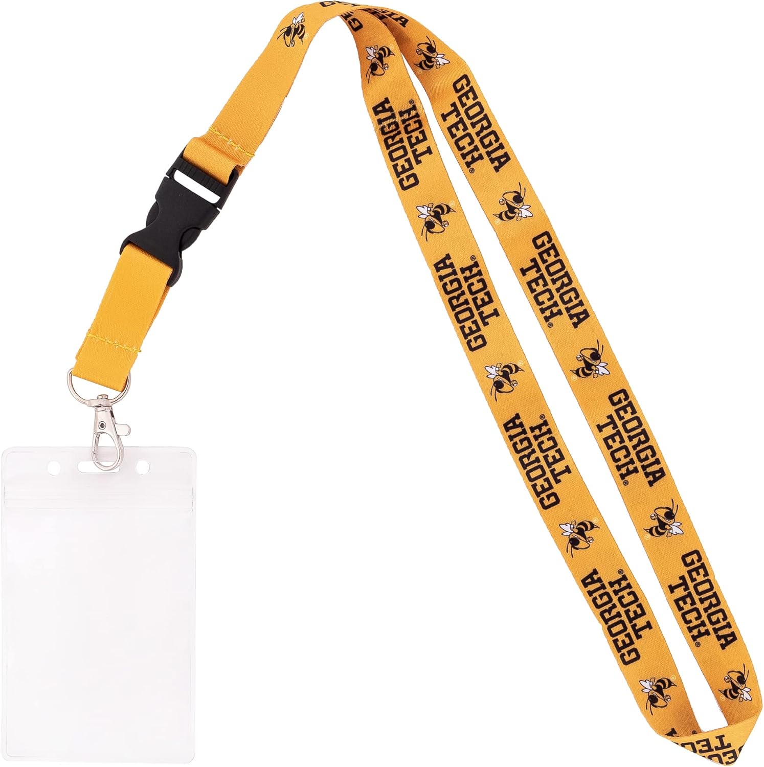 Desert Cactus Georgia Tech University Lanyard Keychain Car Keys College ID Badge Holder Breakaway Snap Buckle (Yellow with Pouch)