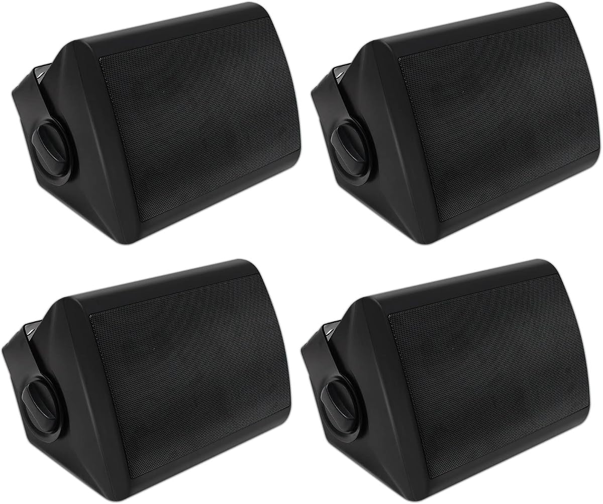 Herdio 5.25 Inches 600 Watts Passive Indoor Outdoor Speakers Wired Waterproof,Wall Mount Speakers with Loud Volume Suitable for Patio,Garden Home Theater,Black (2 Pairs)