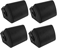 Herdio 5.25" 600W Waterproof Passive Outdoor Speakers (4-Pack) - Wall-Mount for Patio, Garden, Home Theater - Black