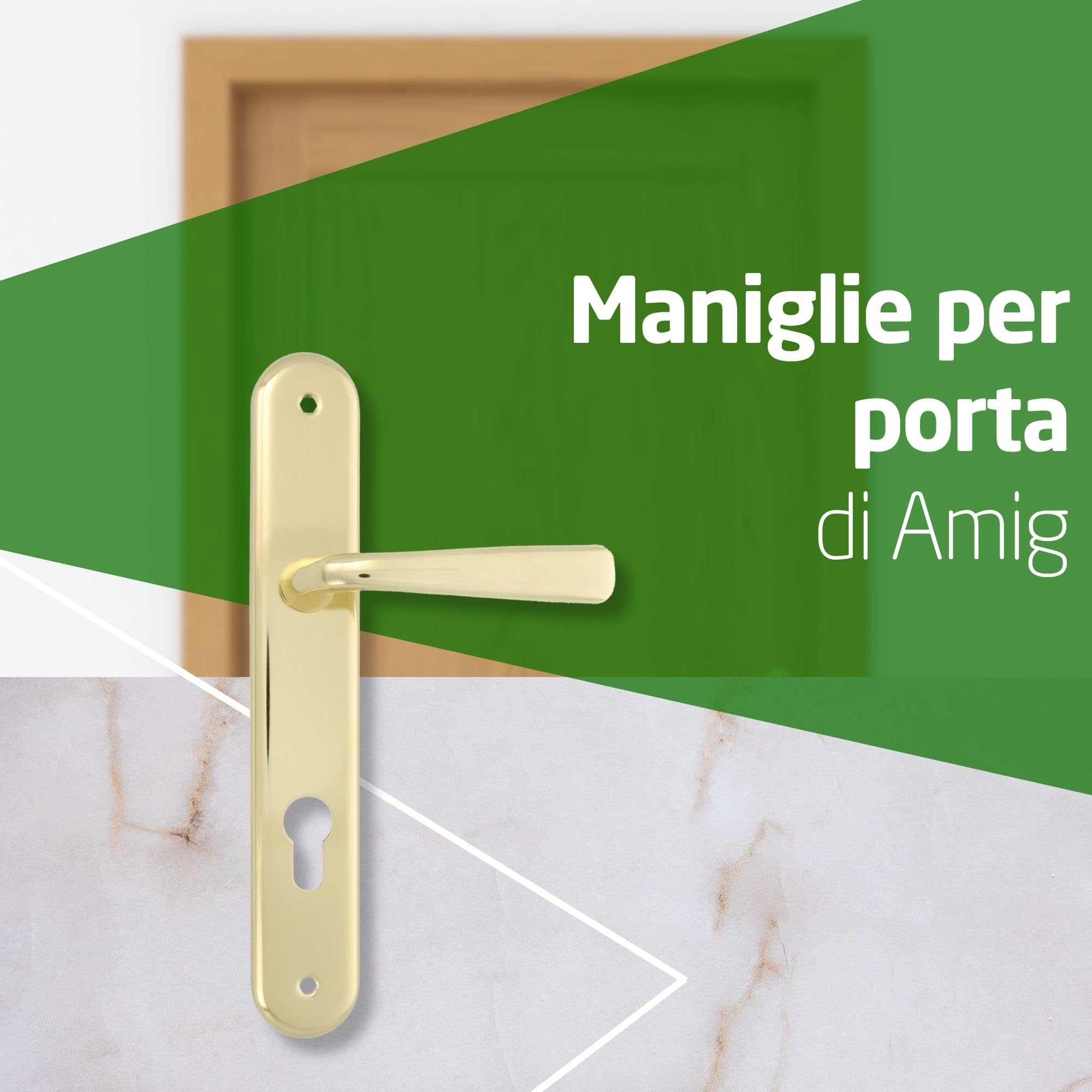 Amig - Set di Maniglie in Acciaio - Modello 252 - Misura: 250 x 40 mm - Quadrato 8 mm - Finitura: Ottone Verniciato
