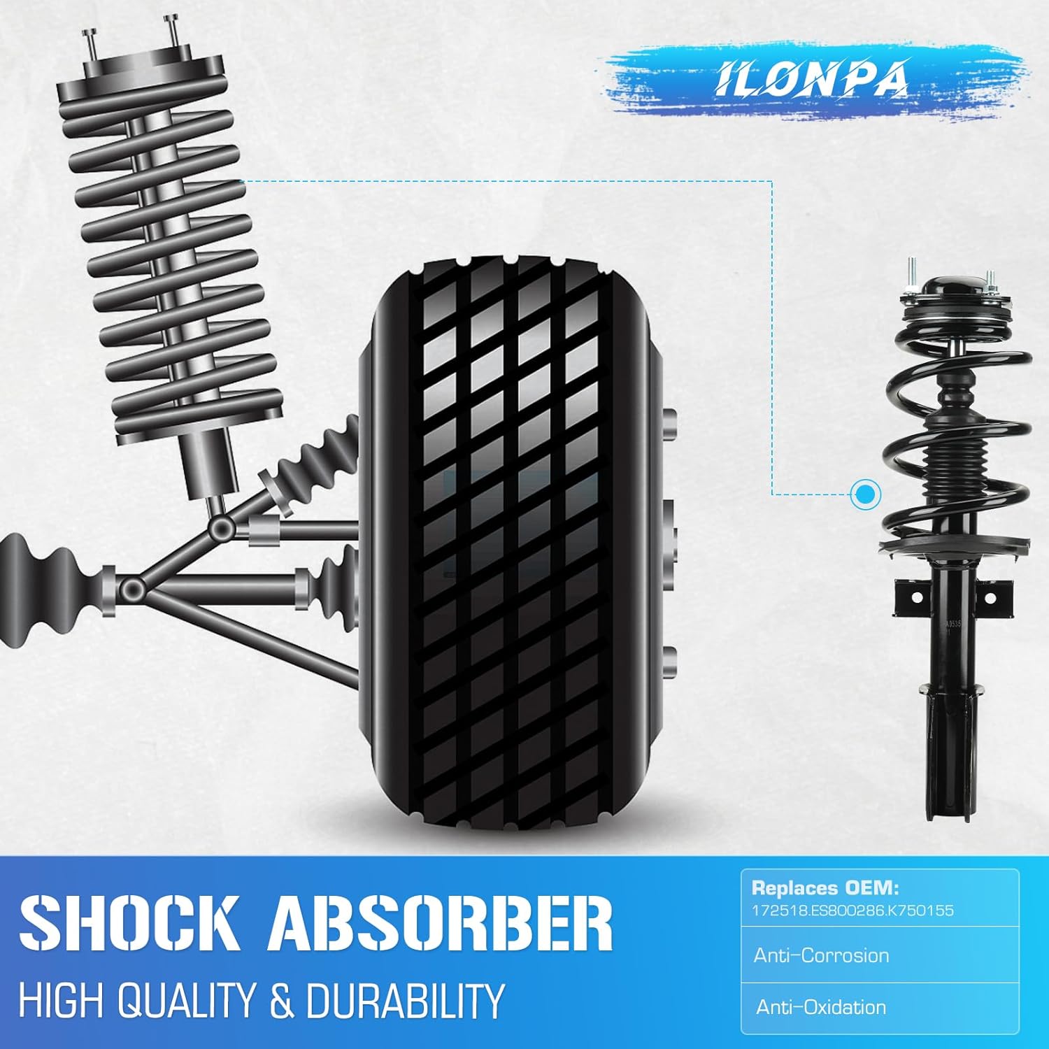 172518 Front Struts Shocks w/Coil Spring & Sway Bar Links & Outer Tie Rods for 2009-2012 Chevrolet Traverse / 2007-2012 GMC Acadia / 2008-2012 Buick Enclave / 2007-2010 Saturn Outlook - [ONLY 3.6L V6]