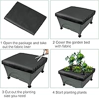 Vista 5 de Paquete de 2 fundas de repuesto para mantillo City Pickers, 20 x 24 pulgadas, color negro, con cubierta elástica elevada para jardineras de jardín