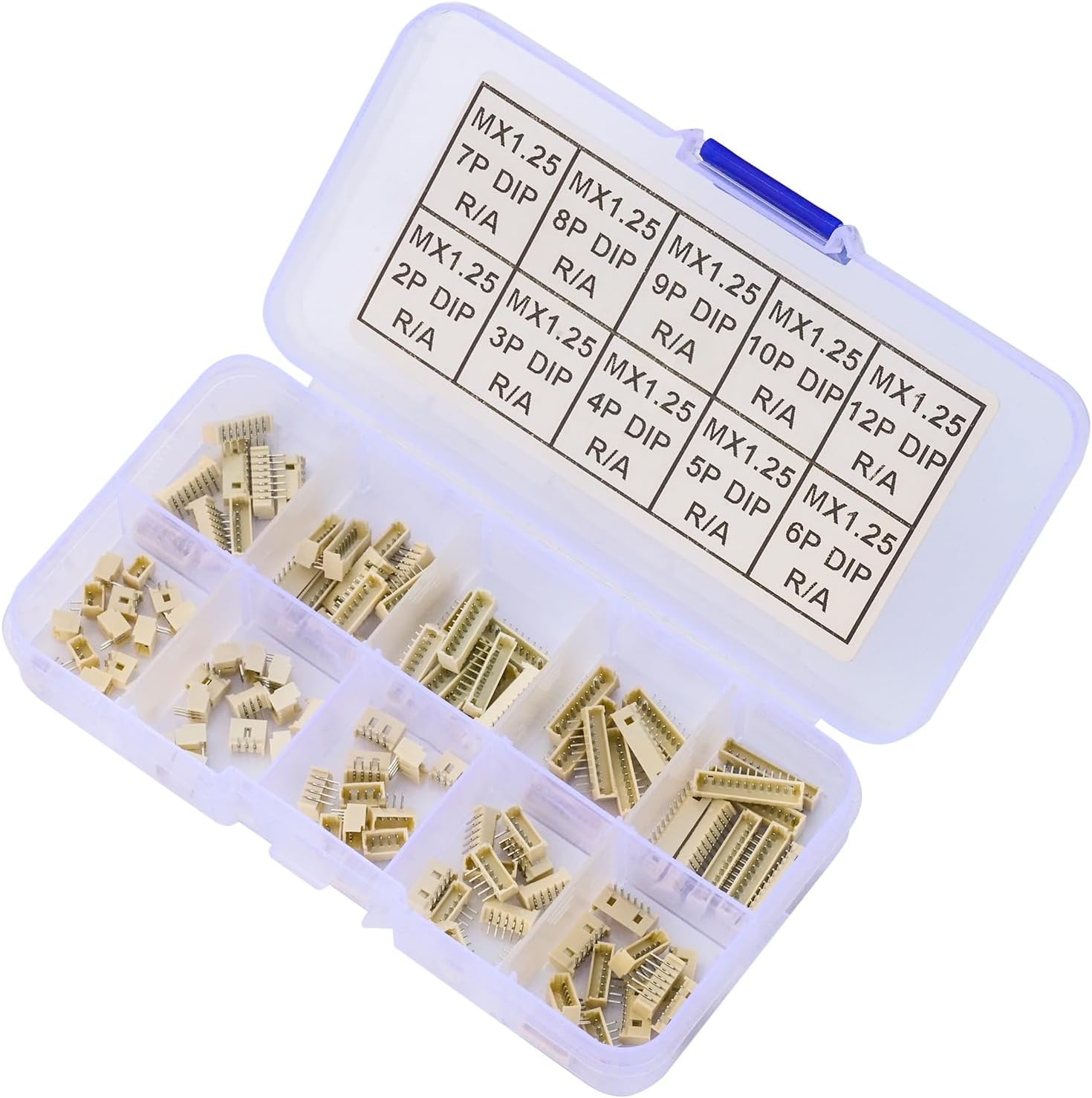 Compatible with Molex 1.25mm Pitch PicoBlade PCB Header Right-Angle Through Hole 2 3 4 5 6 7 8 9 10 12 Circuits (TC-MX-1.25mm-DIP-RA)