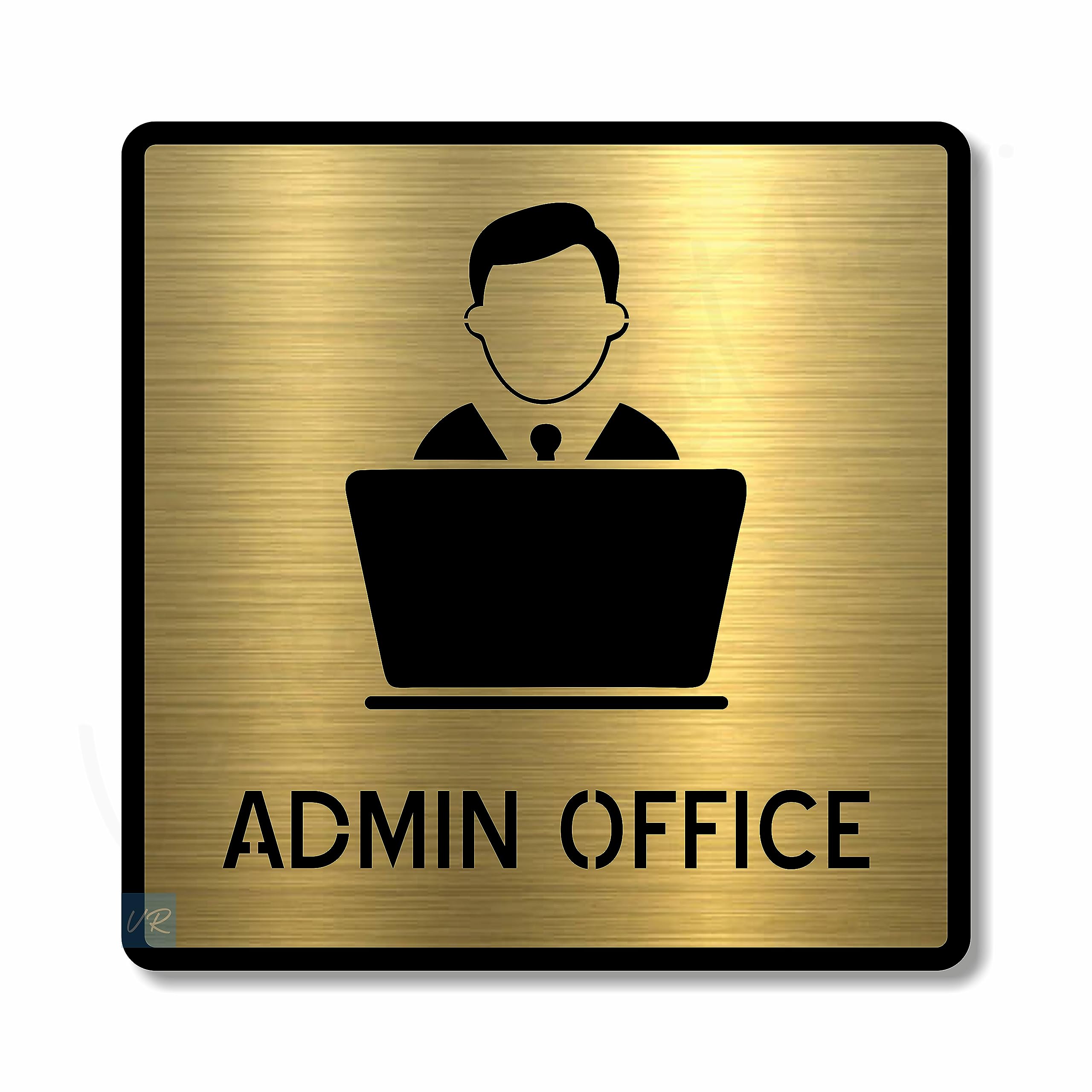 Vertical Root Inc® Premium Brush Gold Finish AcrylicADMIN Office Door Sign Easy to Mount 3M Self-Adhesive Tape Signage for Hotel Office Resort Society Corporate Business.