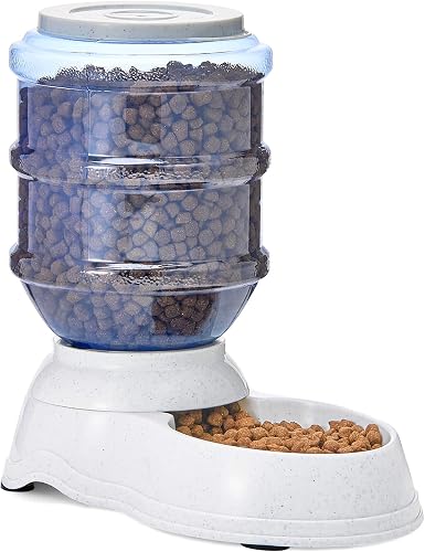Amazon Basics Gravity Pet Food Feeder for Dogs and Cats, Small, 2.72 kg Capacity, Grey