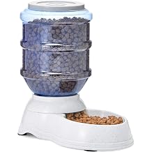 Amazon Basics Gravity Pet Food Feeder for Dogs and Cats, Easy to Clean, Easy to Fill, Removable Lid, 6-Pound Capacity, Small, Gray