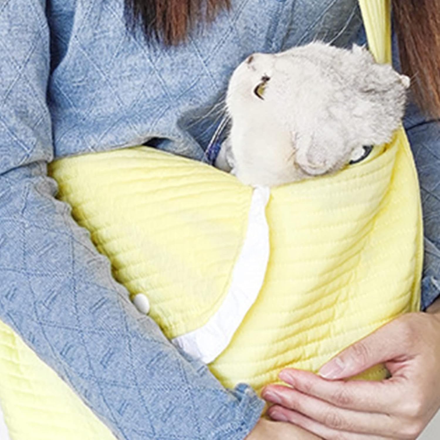 Qiilu Adjustable Strap Puppy Sling Carrier Portable Canvas Handbag Dog Single Shoulder Carrier Bag for Outdoor Travel (Vibrant Yellow)