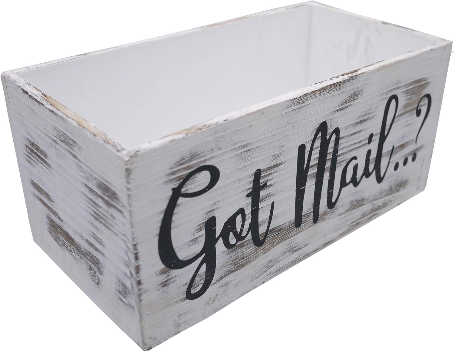 Admired by Nature Got Mail Box for Mail, Farmhouse Mail Organizer, Mail Organizer Tray, Office Accessories, Desk Organizer, Letters Boxes Decor, Organizer, Rustic Wood Box for Home, White, 1 Unit