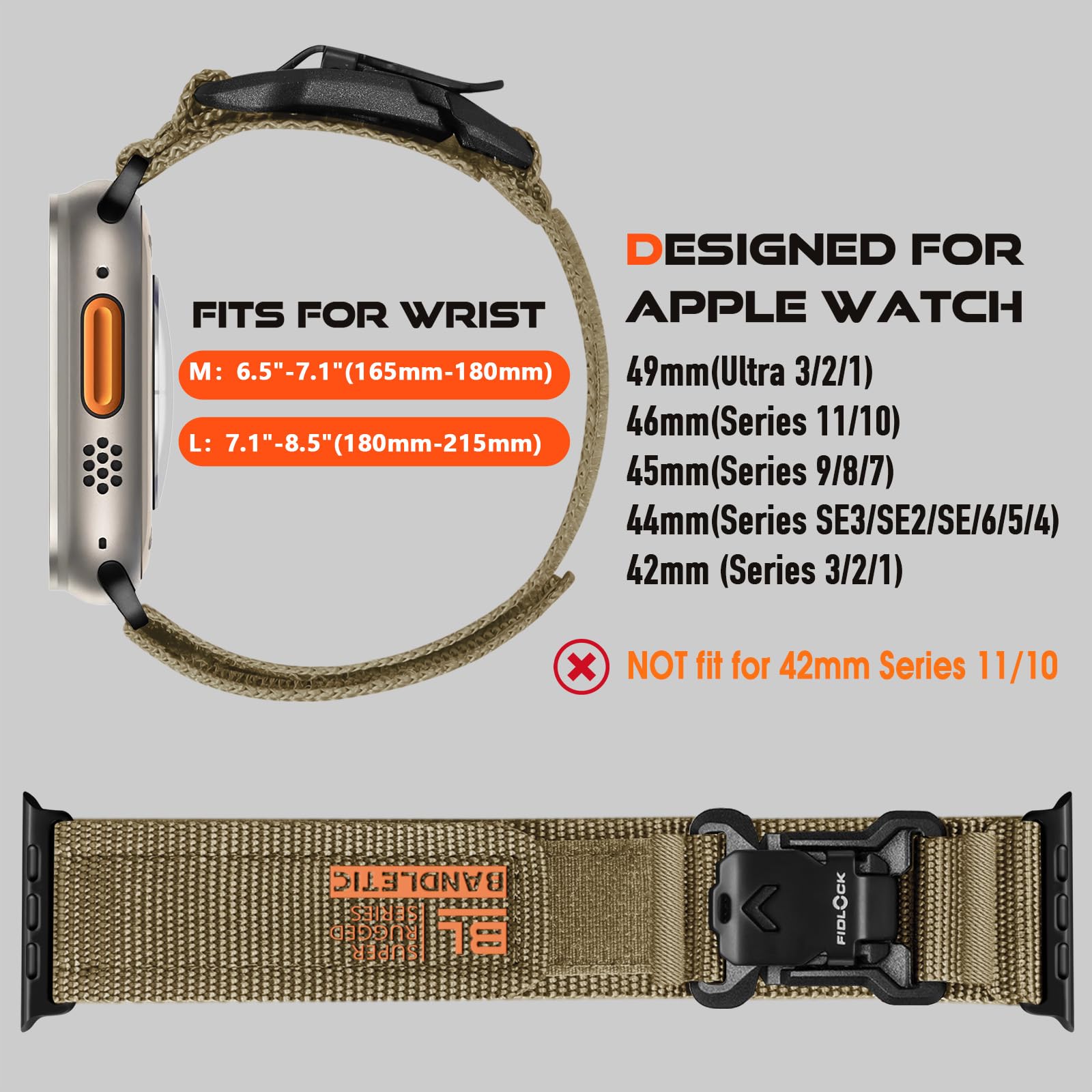 Bandletic Cinturino Compatibile con Apple Watch Ultra 3 2 1 | 49mm 45mm 46mm 44mm 42mm Cinturini Sportivi in Nylon con Fibbia Magnetica per iWatch Series SE3 11 10 9 8 7 6 5 4 3 2 1