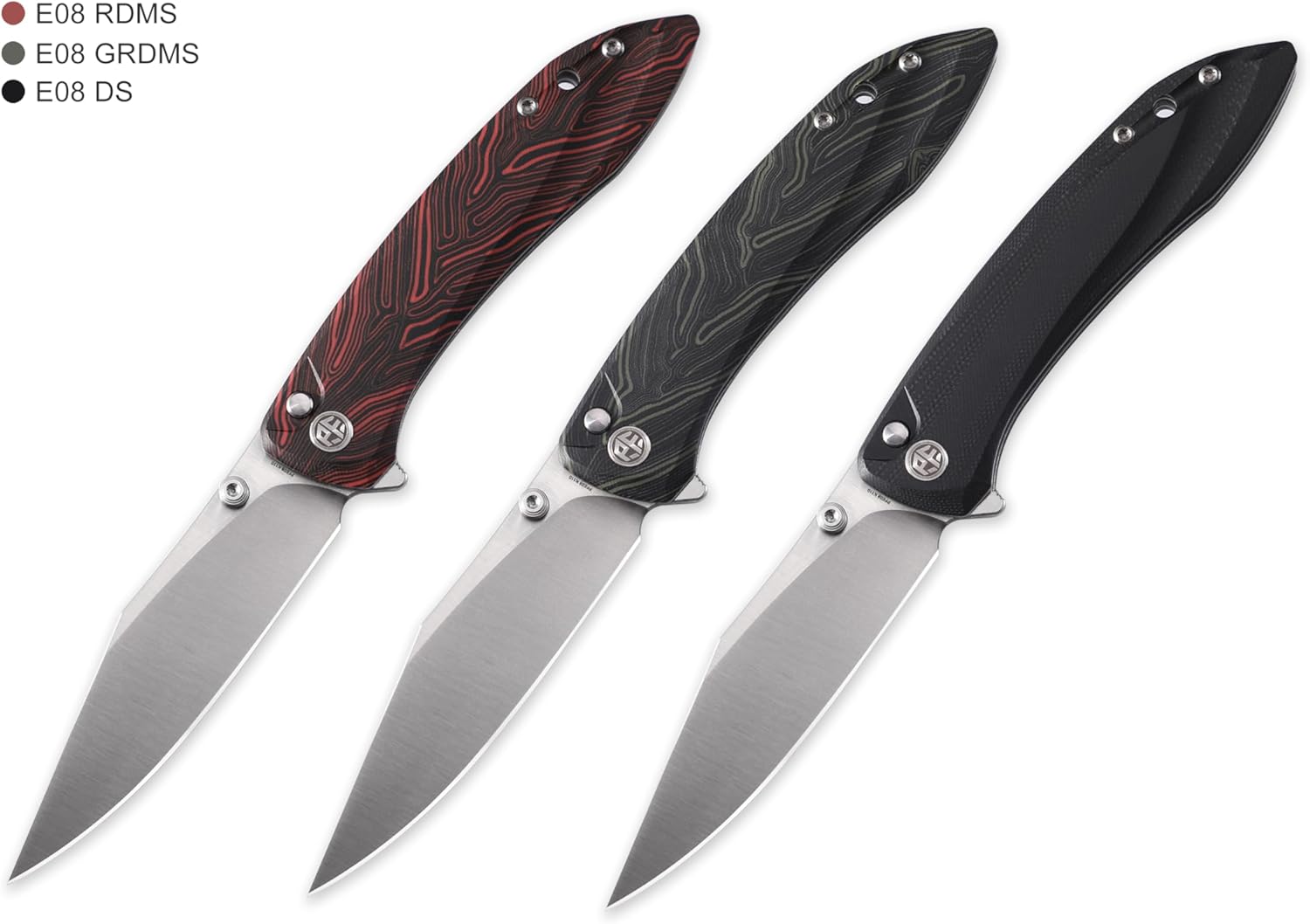 Petrified fish PFE08 Grow Folding Knife,3.62" K110 Satin Blade, 3.8oz G10 Handle Button Lock Pocket Knife for EDC (Black G10)