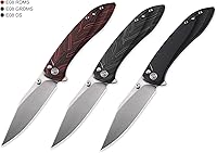 Vista 7 de Petrified fish PFE08 - Cuchillo plegable de crecimiento, hoja de satén K110 de 3.62 pulgadas, cuchillo de bolsillo con bloqueo de botón de mango G10