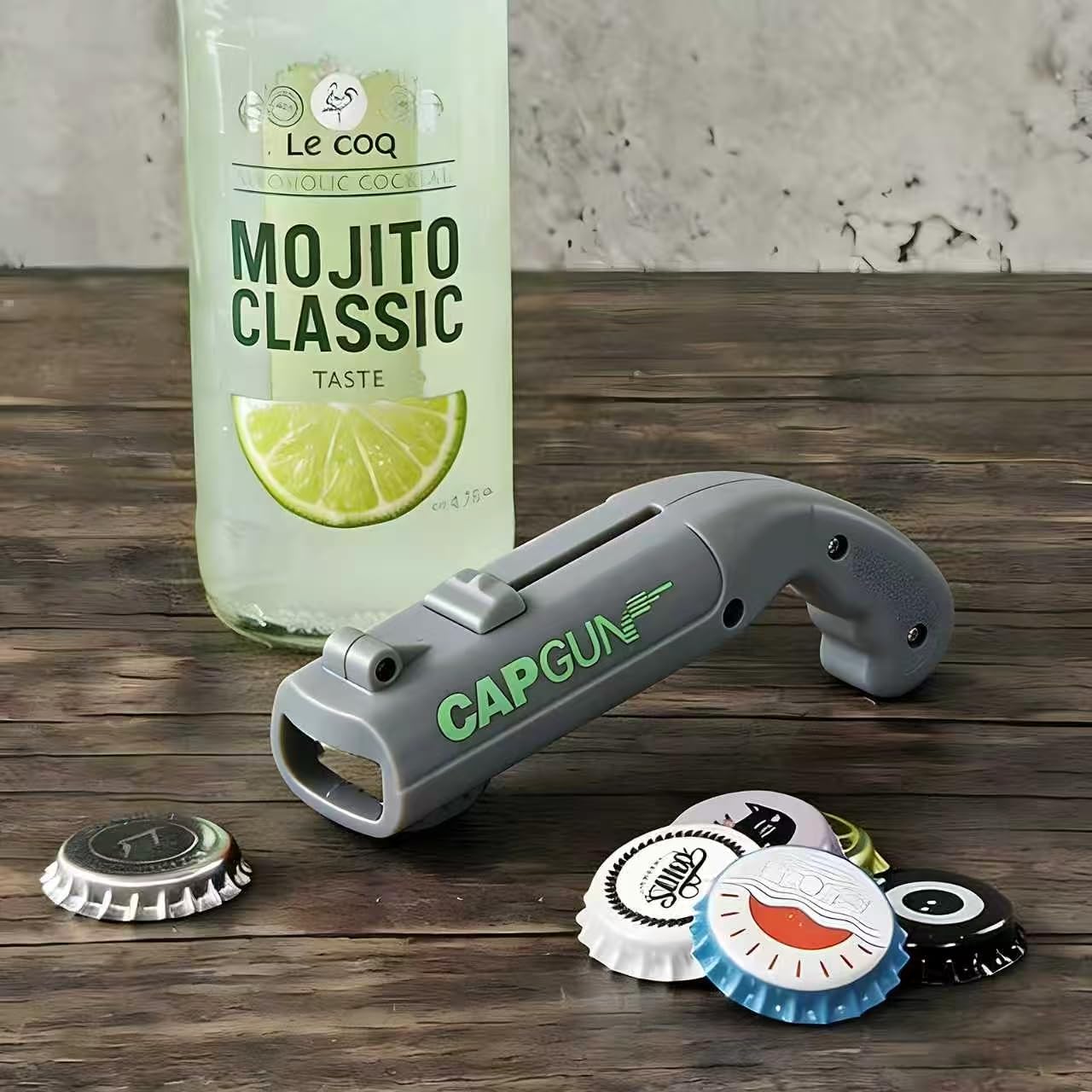 2PCs Grey Novelty Cap Gun Style Bottle Opener – Realistic Construction with Ergonomic Grip for Beverages, Themed Parties & Gifts image 2