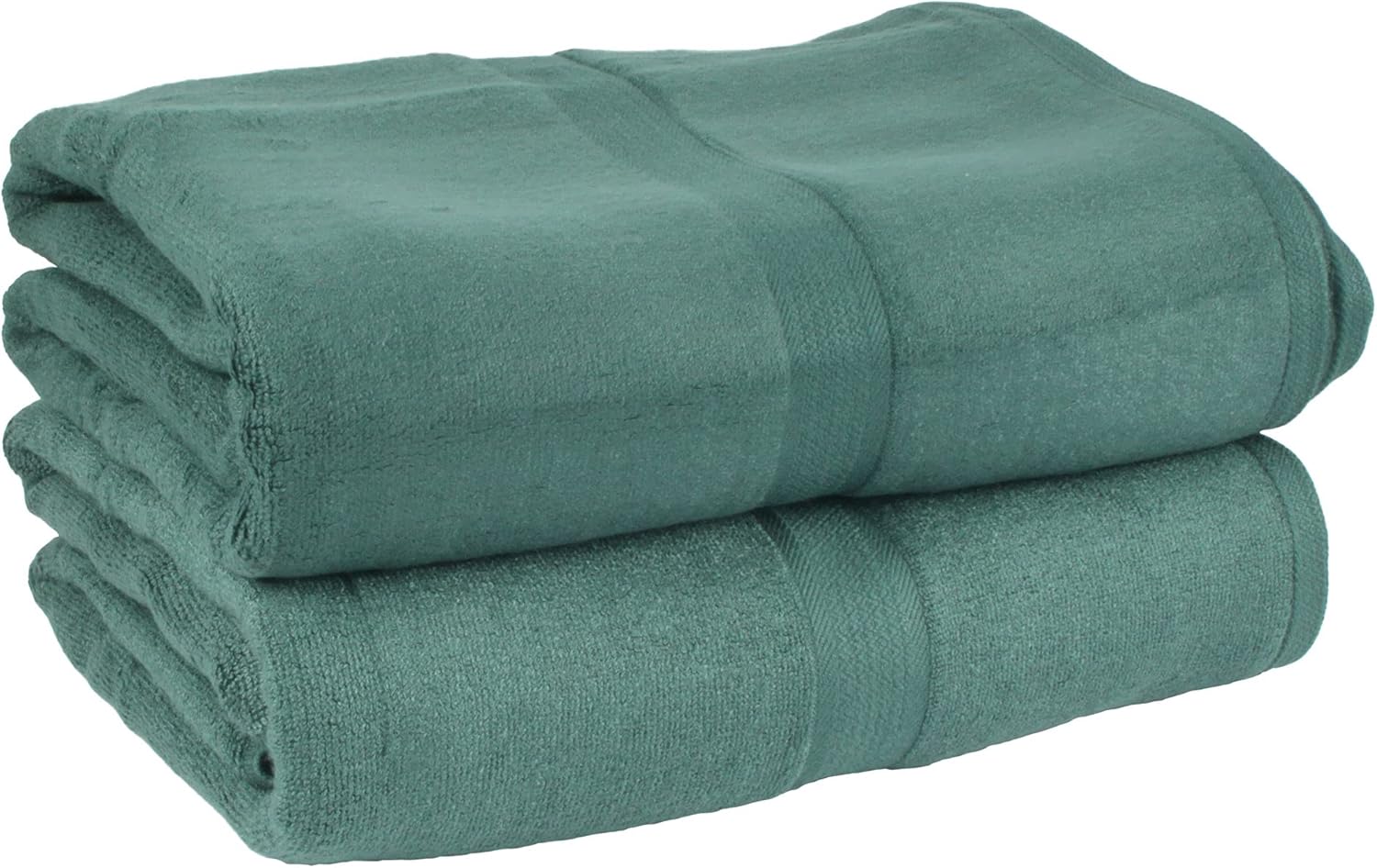 BambooMN Super Soft Luxury Spa Bamboo Bath Sheet Oversized Bath Towel - 100% Rayon from Bamboo - 70" x 35.5"- 2pc - Pine Green
