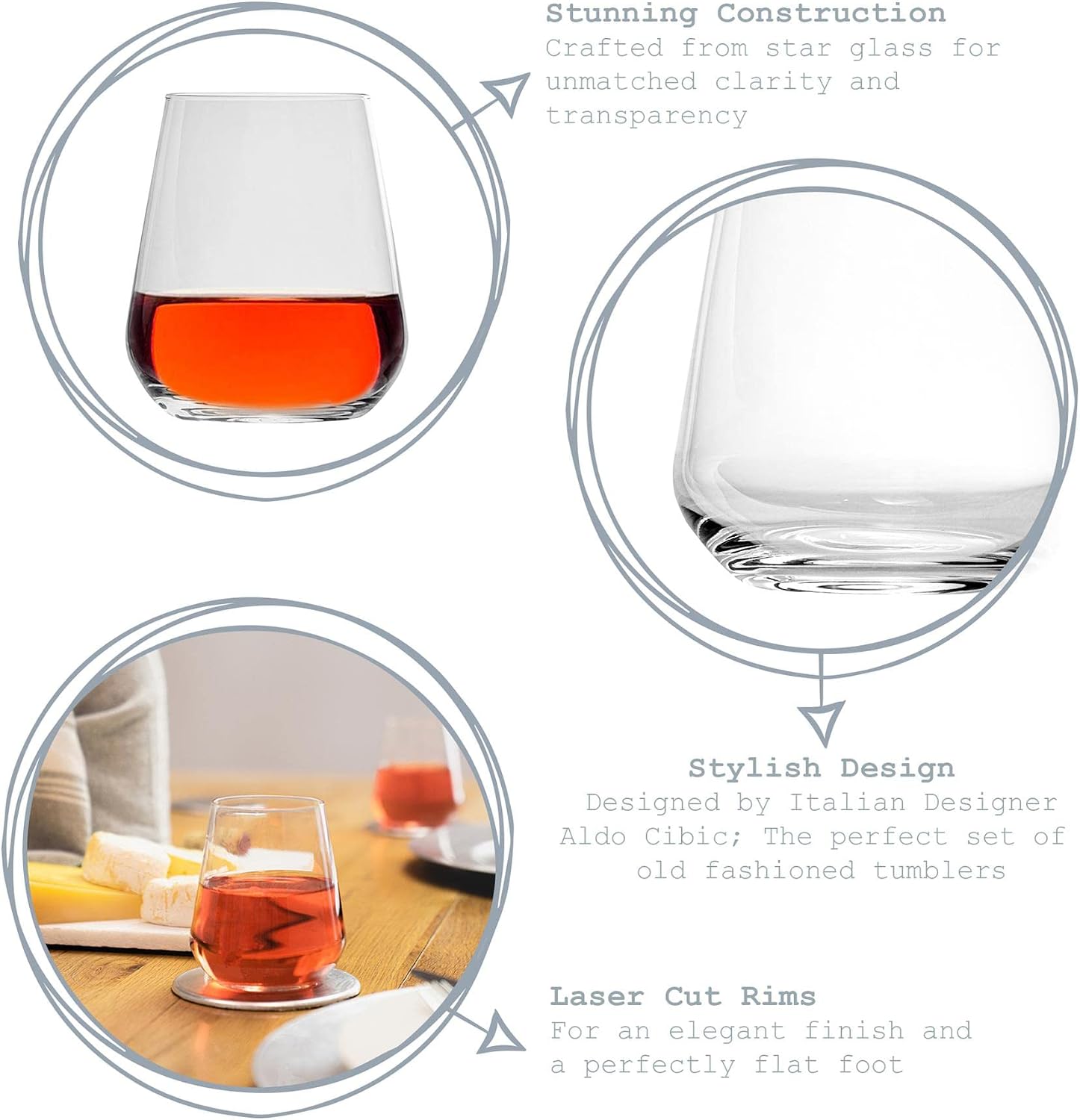 Bormioli Rocco InAlto Uno Set of Water Glasses, Pack of 6