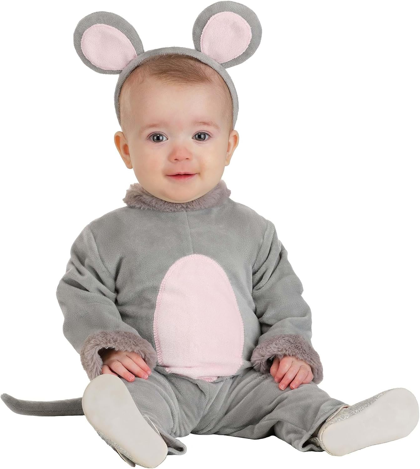 Cozy Mouse Costume for Infants - Plush Jumpsuit & Headband for Baby Halloween Dress Up or Animal Theme Photoshoots
