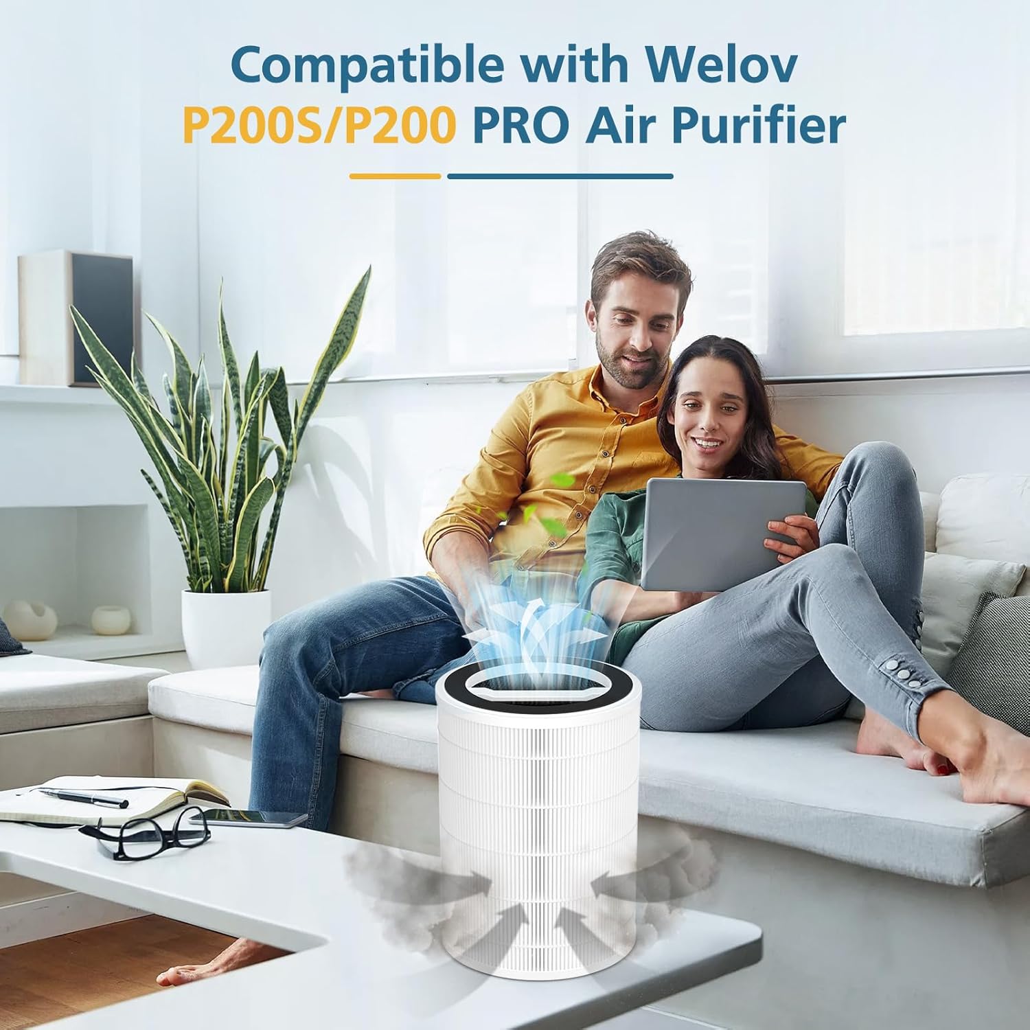 2-Pack P200S/P200 Pro Replacement Filter for WELOV P200S/P200 Pro Air Purifier, 3-in-1 HEPA and High-Efficiency Activated Carbon Filter for Smoke, Dander, Pollen, Dust, Unwanted Odors
