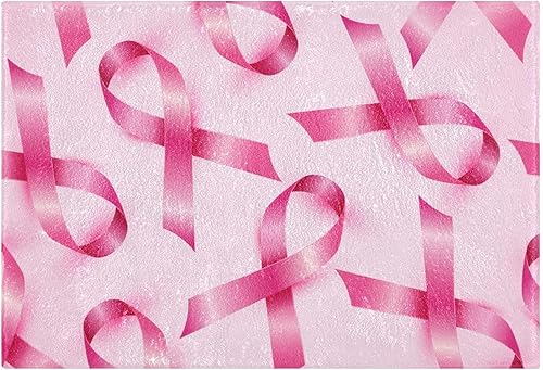 Tapete de baño suave y absorbente para el mes de concientización sobre el cáncer de mama, tapetes de baño antideslizantes, lavables a máquina, juego