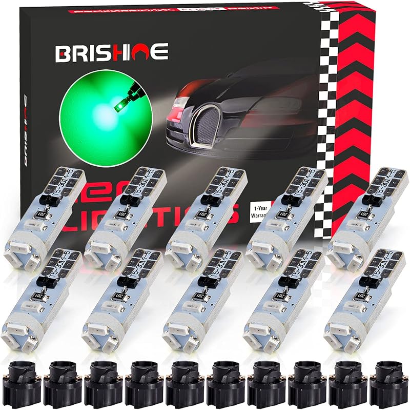 Lâmpadas LED T5/74 verdes BRISHINE com soquete twist lock para painel – Kit com 10