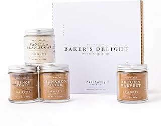 Calicutts Baker's Delight Spice Gift Set - Premium Autumn Harvest, Cinnamon Sugar, French Toast, and Vanilla Bean Sugar Collection | Elevates Weekend Baking & Morning Traditions | Gourmet Breakfast Flavors Made Simple