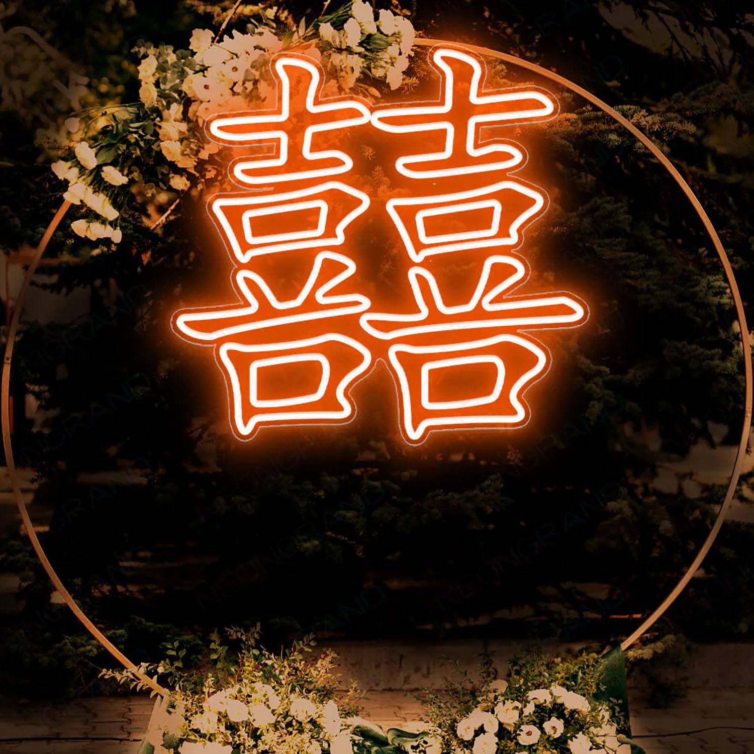 Double Happiness Wedding Love Marry Cheer LED Neon Sign for Wall Decor USB Adjustable Brightness Living Room Bars Pub Club Gatherings Art Wall Decor